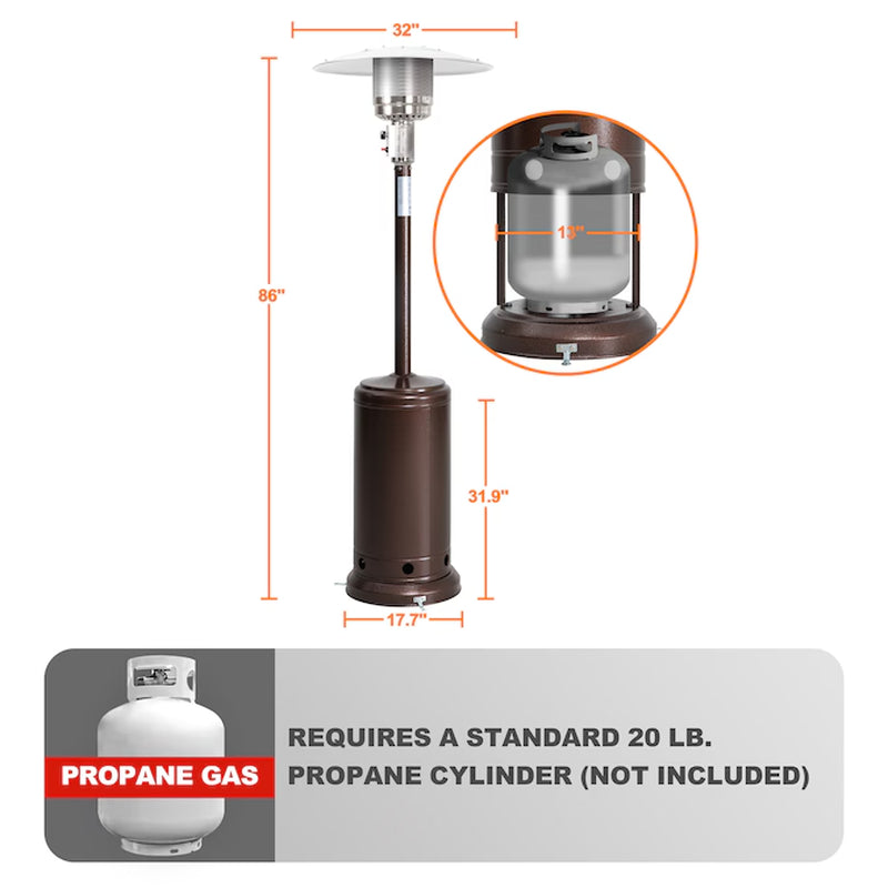 46000 -BTU Brown Iron Floorstanding Liquid Propane Patio Heater